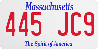 MA license plate 445JC9