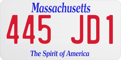 MA license plate 445JD1