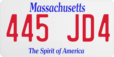 MA license plate 445JD4