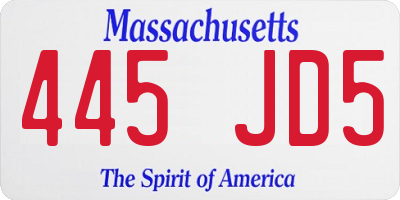 MA license plate 445JD5