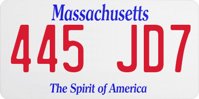 MA license plate 445JD7