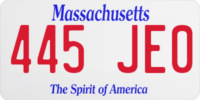 MA license plate 445JE0