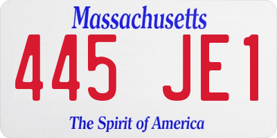 MA license plate 445JE1