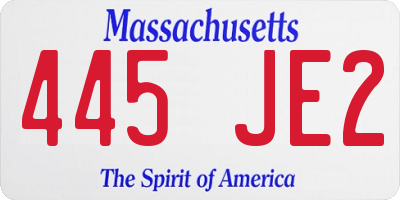 MA license plate 445JE2