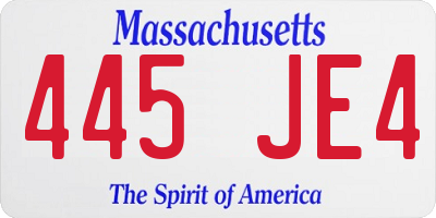 MA license plate 445JE4