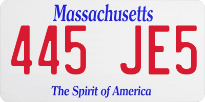 MA license plate 445JE5