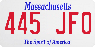 MA license plate 445JF0
