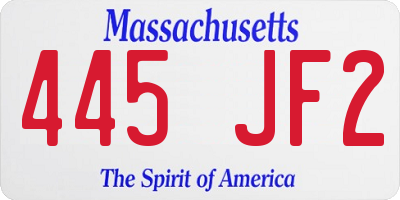 MA license plate 445JF2