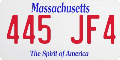 MA license plate 445JF4
