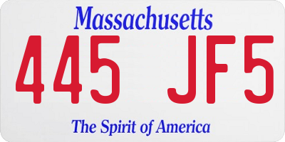 MA license plate 445JF5