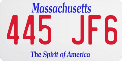 MA license plate 445JF6