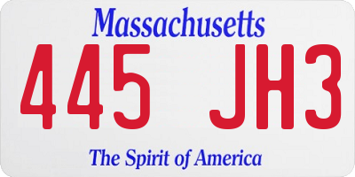 MA license plate 445JH3
