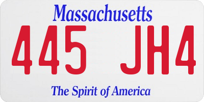 MA license plate 445JH4