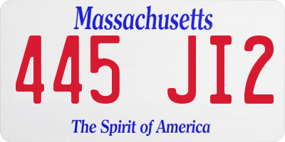 MA license plate 445JI2
