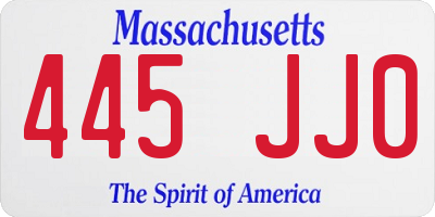 MA license plate 445JJ0