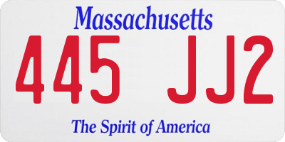 MA license plate 445JJ2