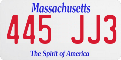 MA license plate 445JJ3