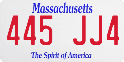 MA license plate 445JJ4