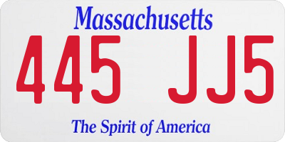 MA license plate 445JJ5