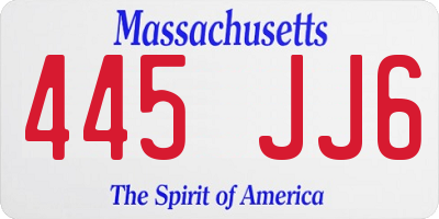 MA license plate 445JJ6