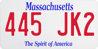 MA license plate 445JK2