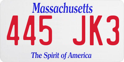 MA license plate 445JK3