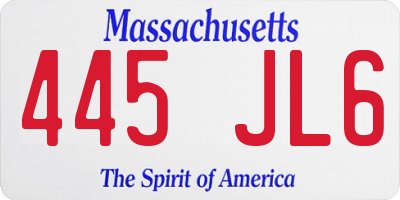 MA license plate 445JL6