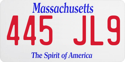 MA license plate 445JL9