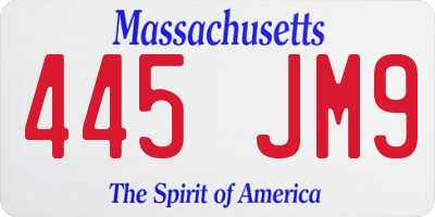 MA license plate 445JM9
