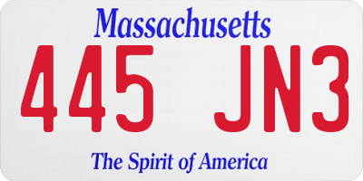 MA license plate 445JN3