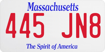 MA license plate 445JN8