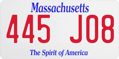 MA license plate 445JO8