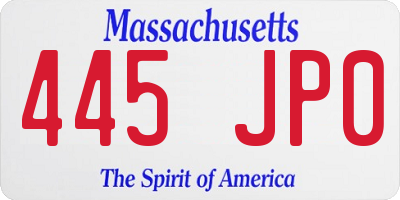 MA license plate 445JP0