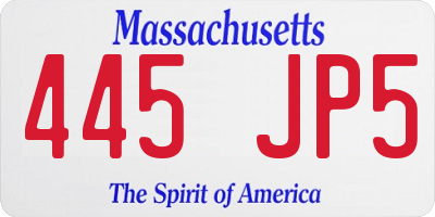 MA license plate 445JP5