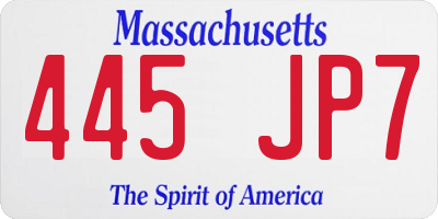 MA license plate 445JP7