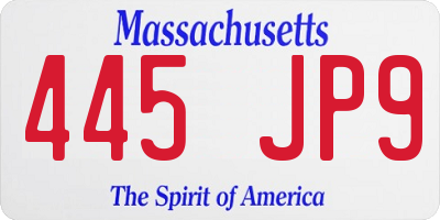 MA license plate 445JP9