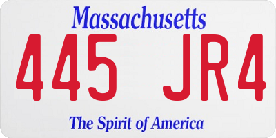 MA license plate 445JR4