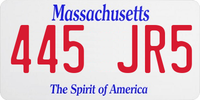 MA license plate 445JR5