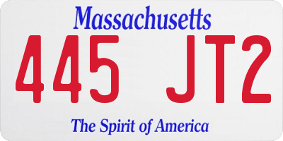 MA license plate 445JT2