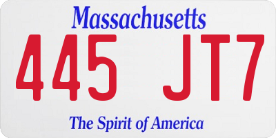 MA license plate 445JT7