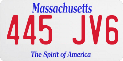 MA license plate 445JV6