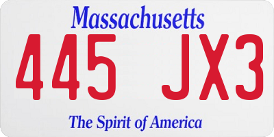 MA license plate 445JX3