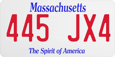 MA license plate 445JX4
