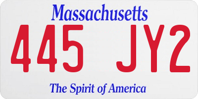 MA license plate 445JY2