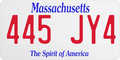 MA license plate 445JY4