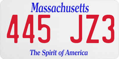 MA license plate 445JZ3