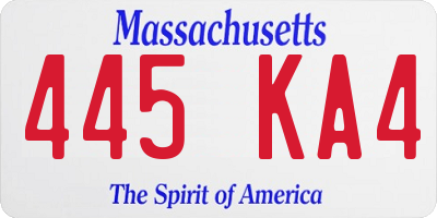 MA license plate 445KA4