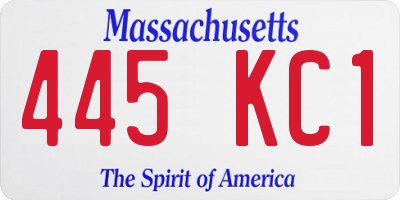 MA license plate 445KC1