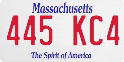 MA license plate 445KC4