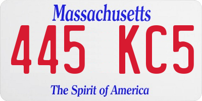 MA license plate 445KC5